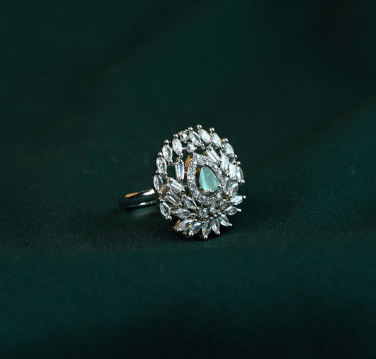 Mint Radial Baguette AD Cocktail Ring