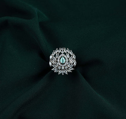 Mint Radial Baguette AD Cocktail Ring
