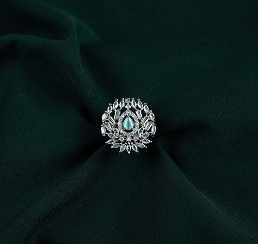 Mint Radial Baguette AD Cocktail Ring