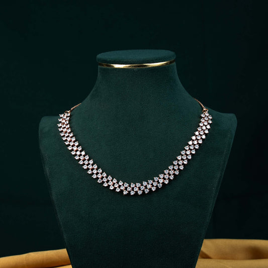 Aura Rose Gold AD Lattice Necklace Set