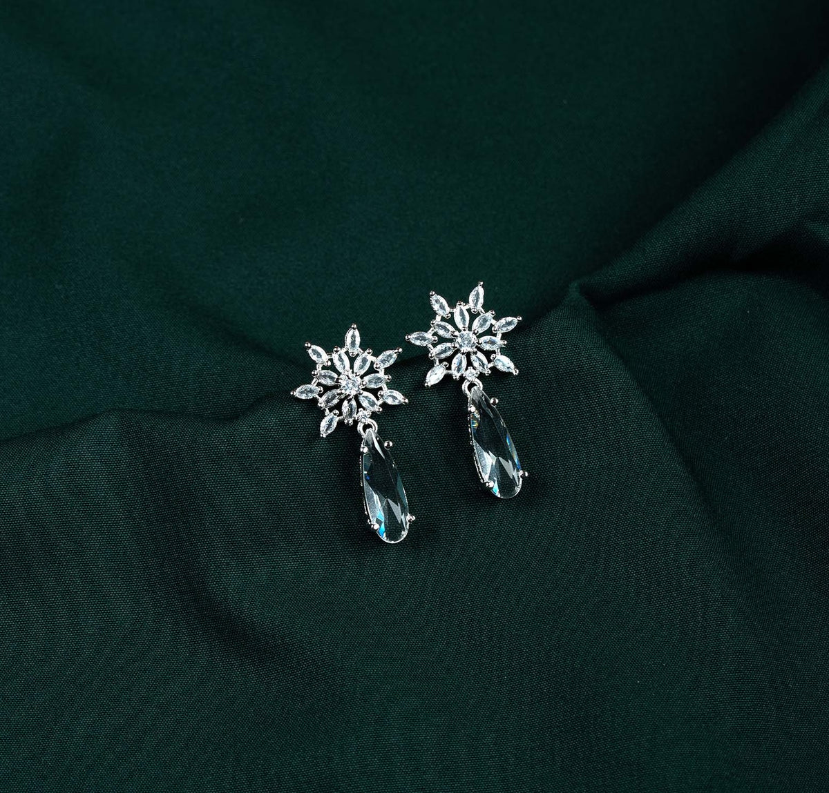 Snowflake Marquise Teardrop AD Drop Earrings