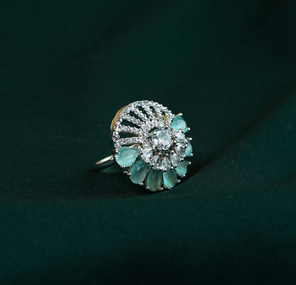 Celestia Mint Fan Solitaire AD Ring