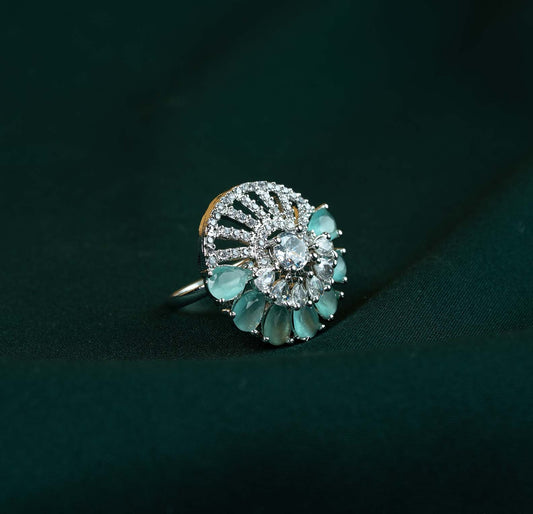 Celestia Mint Fan Solitaire AD Ring