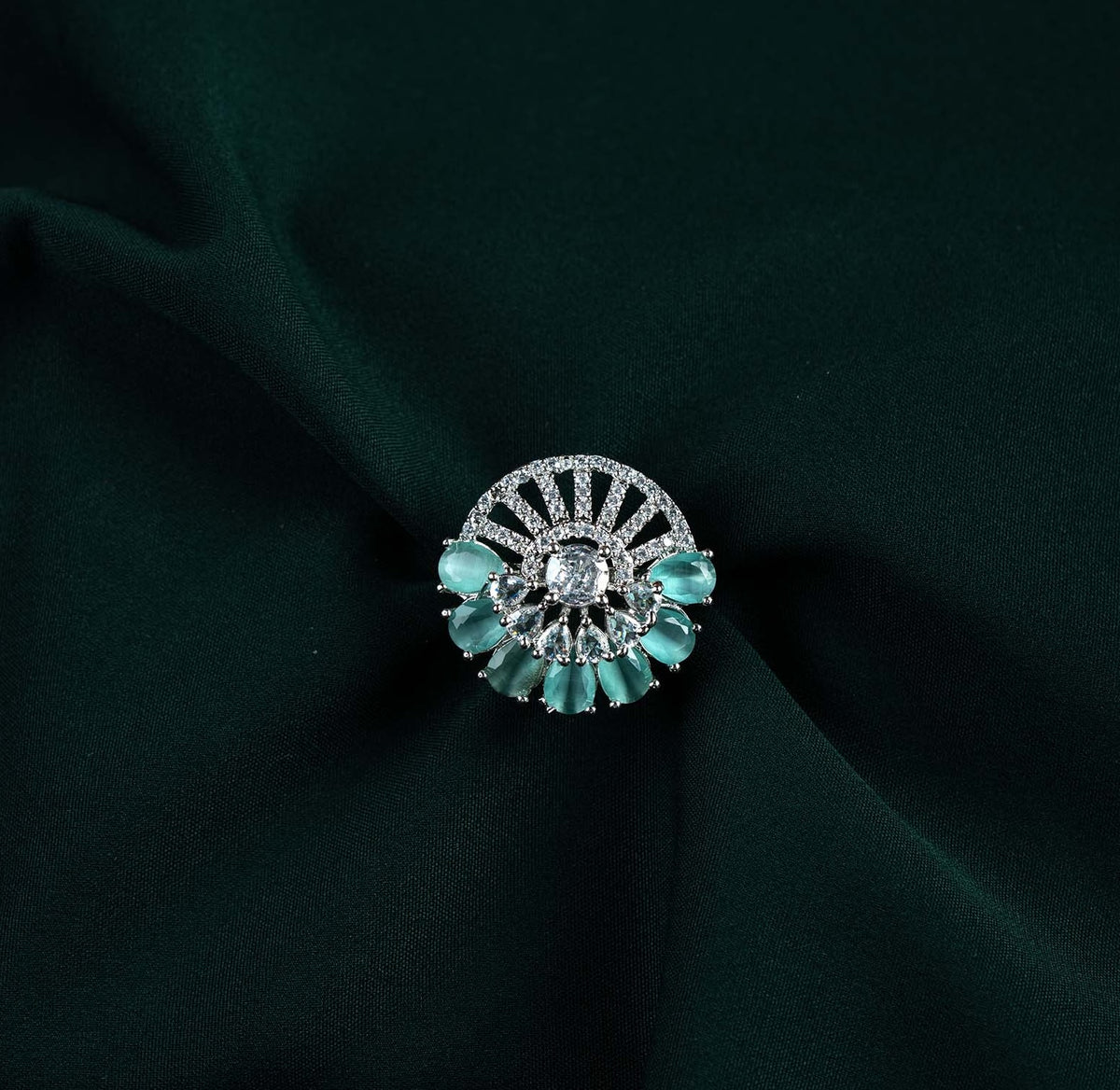 Celestia Mint Fan Solitaire AD Ring