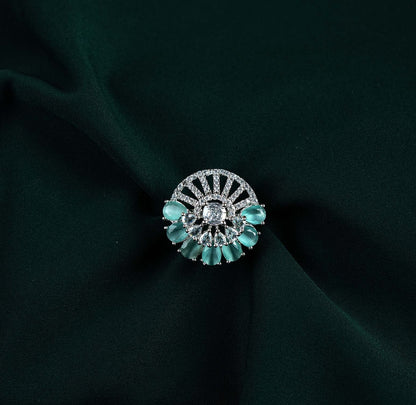 Celestia Mint Fan Solitaire AD Ring