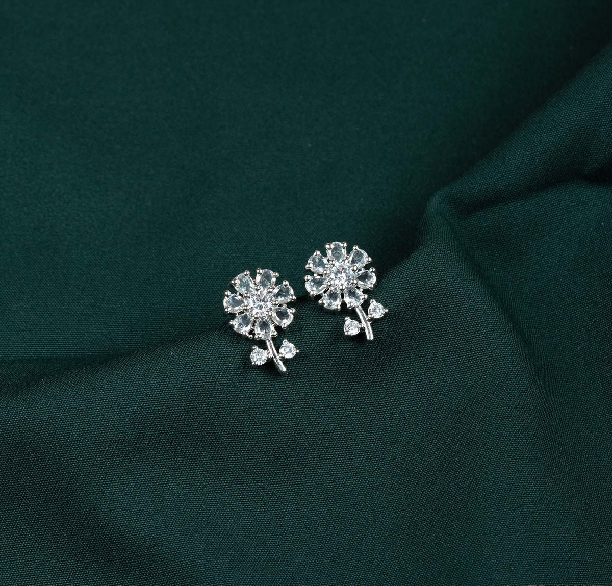 Blossom Sprig AD Floral Stud Earrings