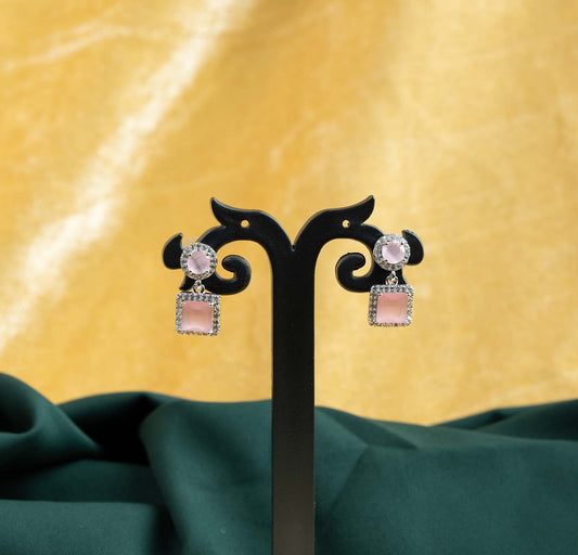 Rose Opalescence Dual Halo AD Drop Earrings
