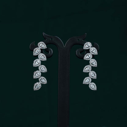 Tara Silver AD Pear Leaf Cluster Necklace Set