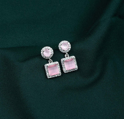 Rose Opalescence Dual Halo AD Drop Earrings