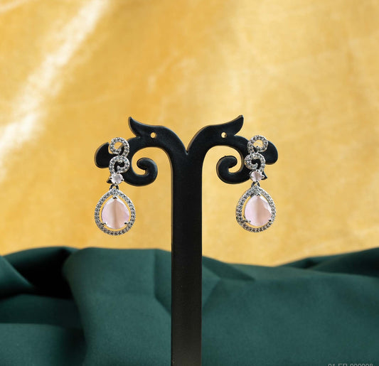 Rose Dewdrop Swirl AD Drop Earrings