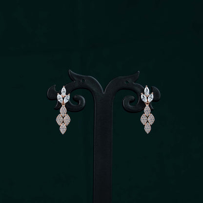 Meera Rose Gold AD Marquise Necklace Set
